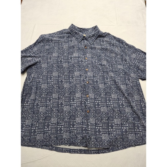 Island Passport Other - Island Passport Shirt‎ Mens 3XL Blue Gray Hawaiian Aloha Camp Rayon Button Front